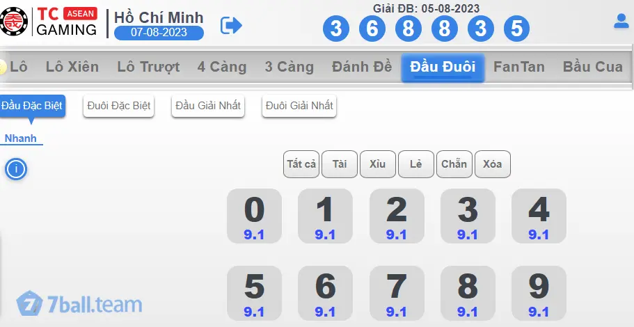 Tỷ Lệ Trả Thưởng Và Cách Đặt Cược Lô Đề Tại Sảnh Xổ Số 7Ball 6 Nhiều hình thức đánh lô đề